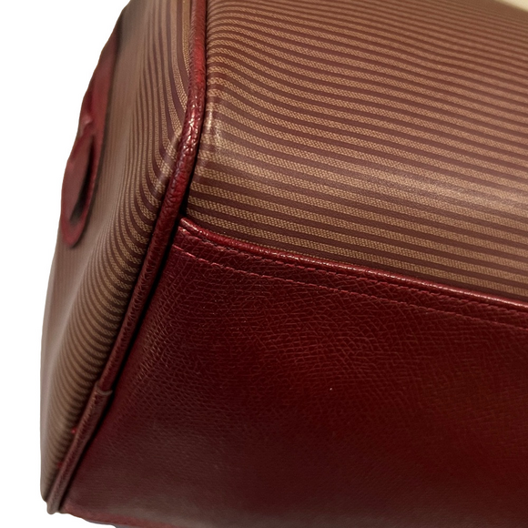 Yves Saint Laurent Burgundy Textured Satchel Boston Bag with Gold Hardware - Picture 12 of 14